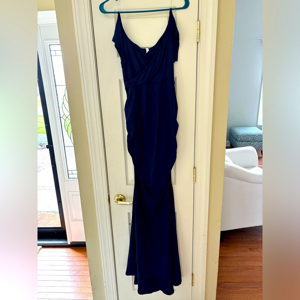 Size S worn once Navy Blue Maternity gown